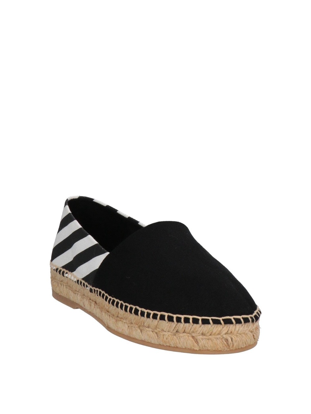 Off-White Black Canvas Espadrille with Striped Heel - Picture 2 of 4